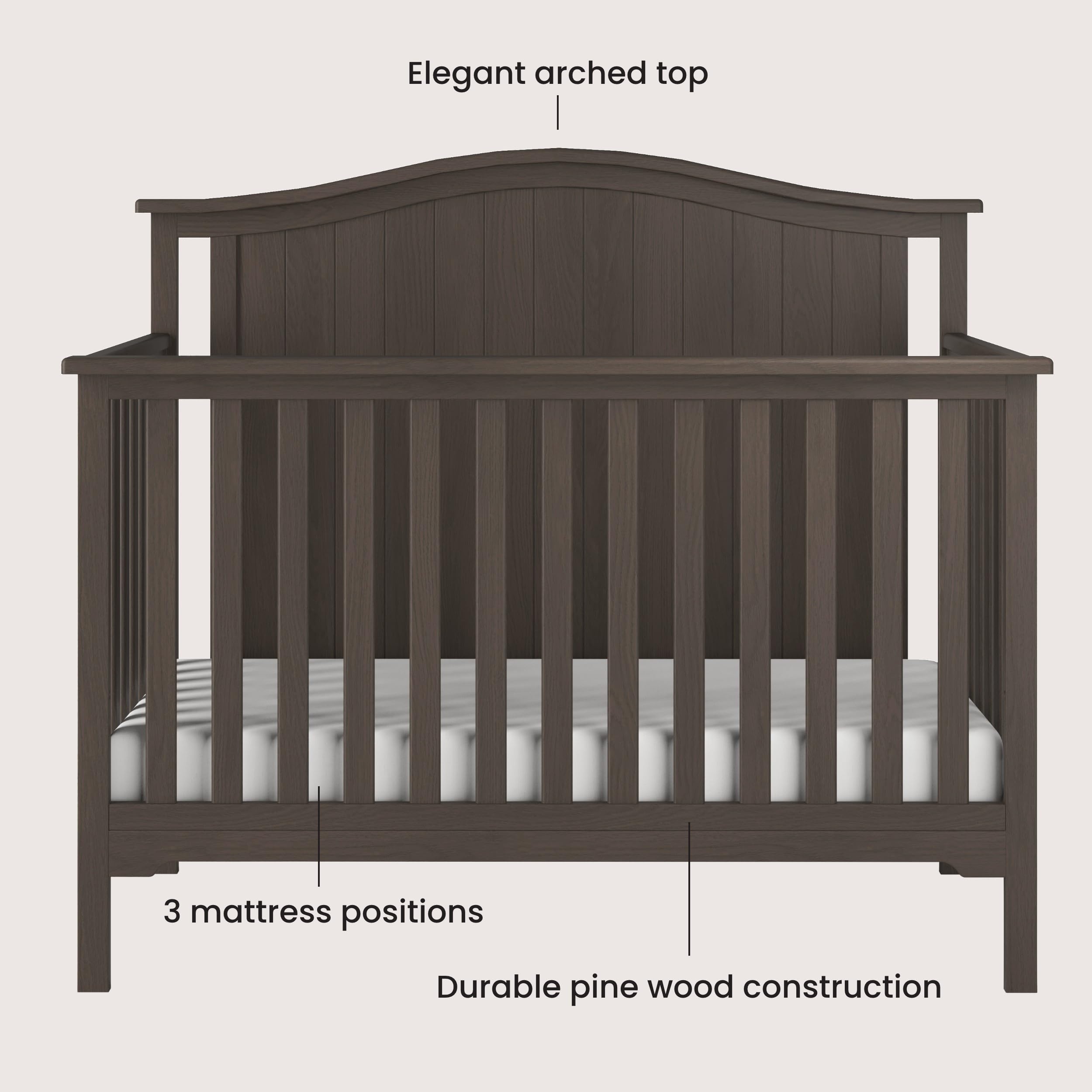 Hampton Arch Top 3-Piece Nursery Set with Convertible Crib