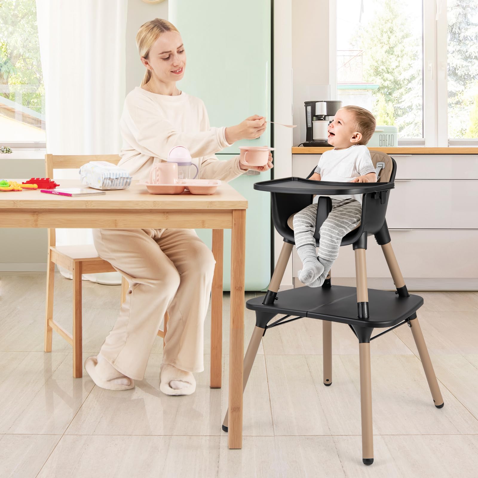 5-in-1 Convertible High Chair with Removable Tray