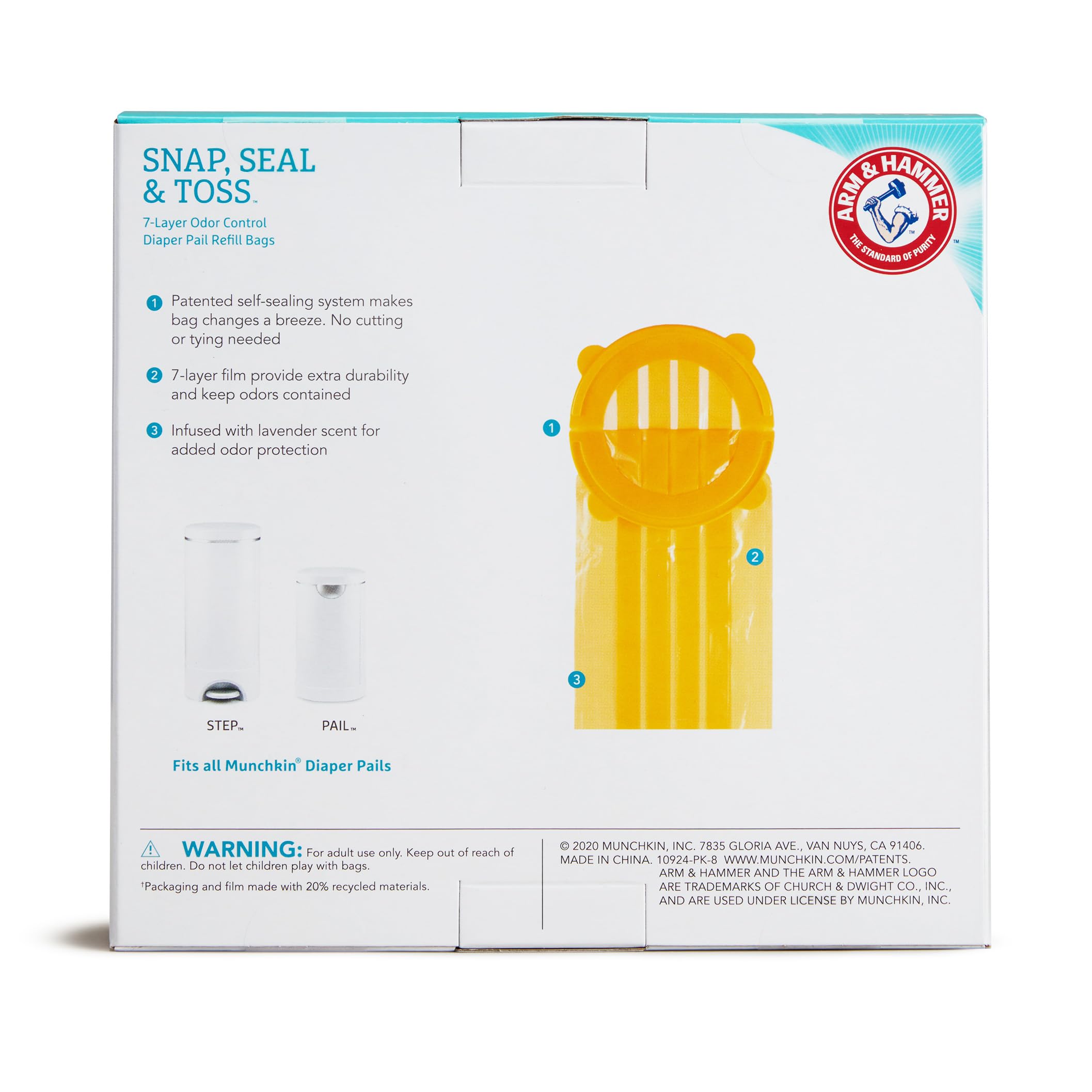 Arm & Hammer Diaper Pail Snap, Seal & Toss™ Refill Bags