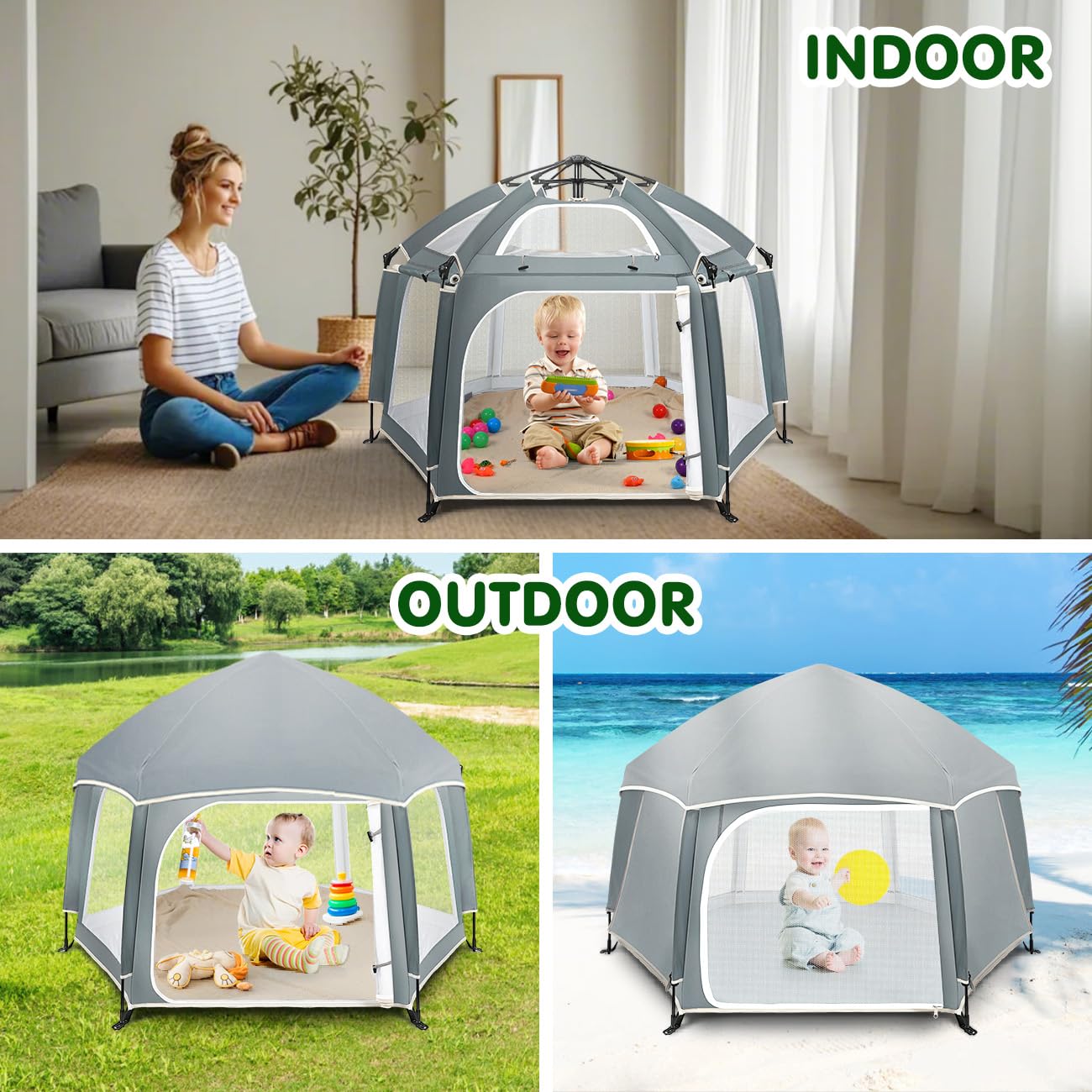 Pop Up Baby Playpen with UV Sun Protection