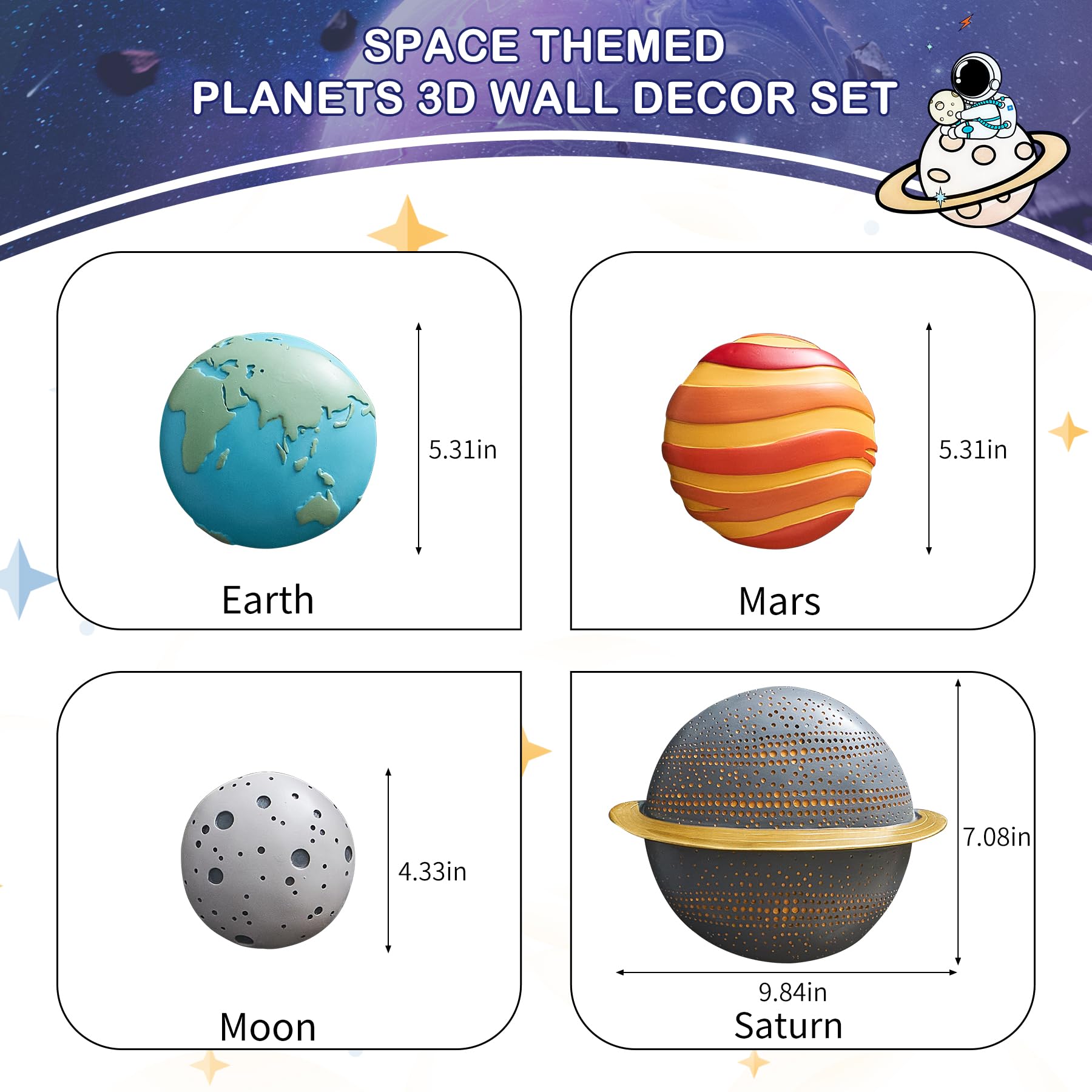 Outer Space Planets 3D Wall Decor Set
