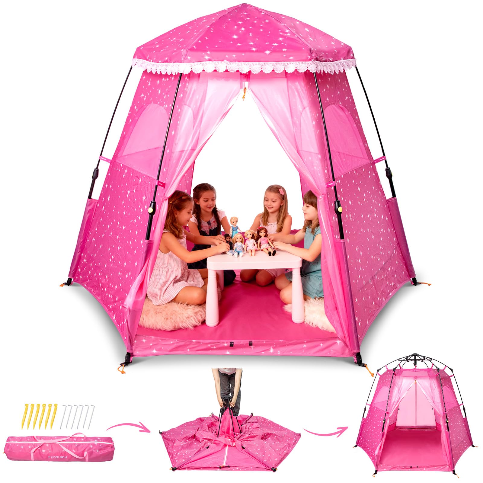 Princess Pop-Up Play Tent for Girls Indoor Outdoor