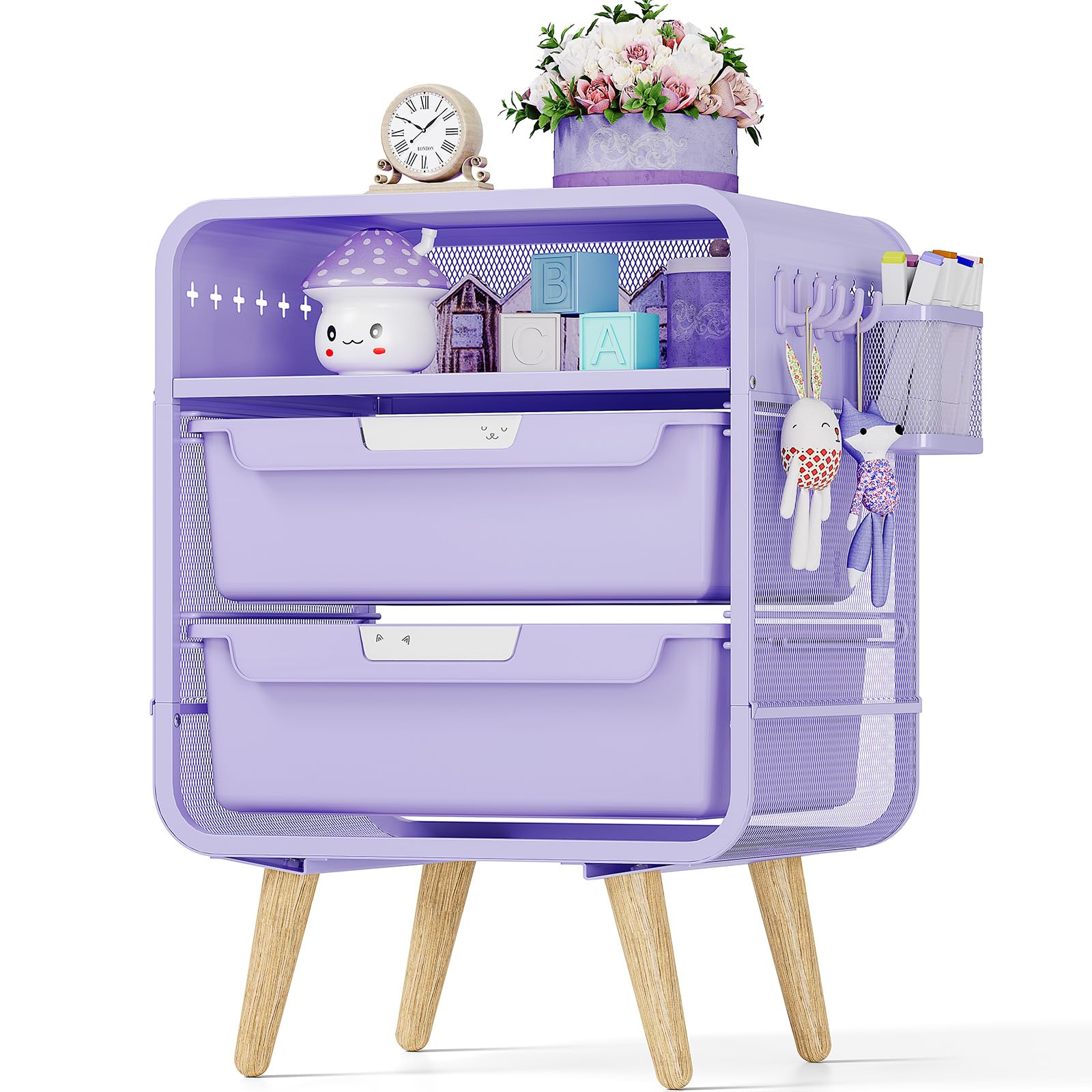 Kids Nightstand with Storage Drawers