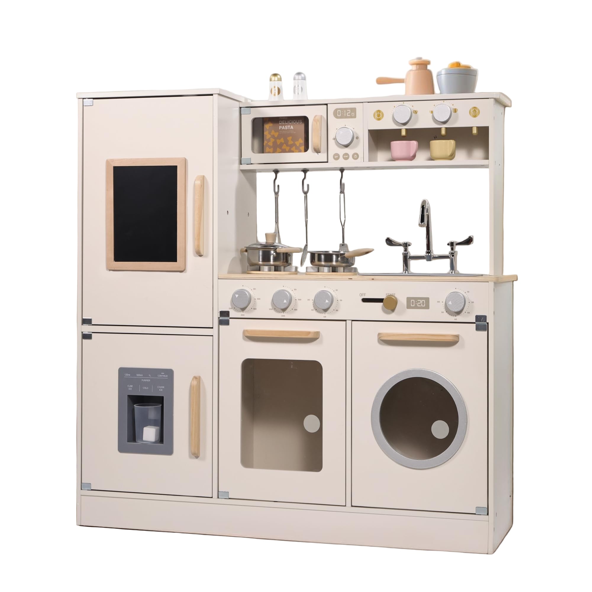 Wooden Kitchen Playset for Kids Toddler, Pretend Play Kitchen Set Toy