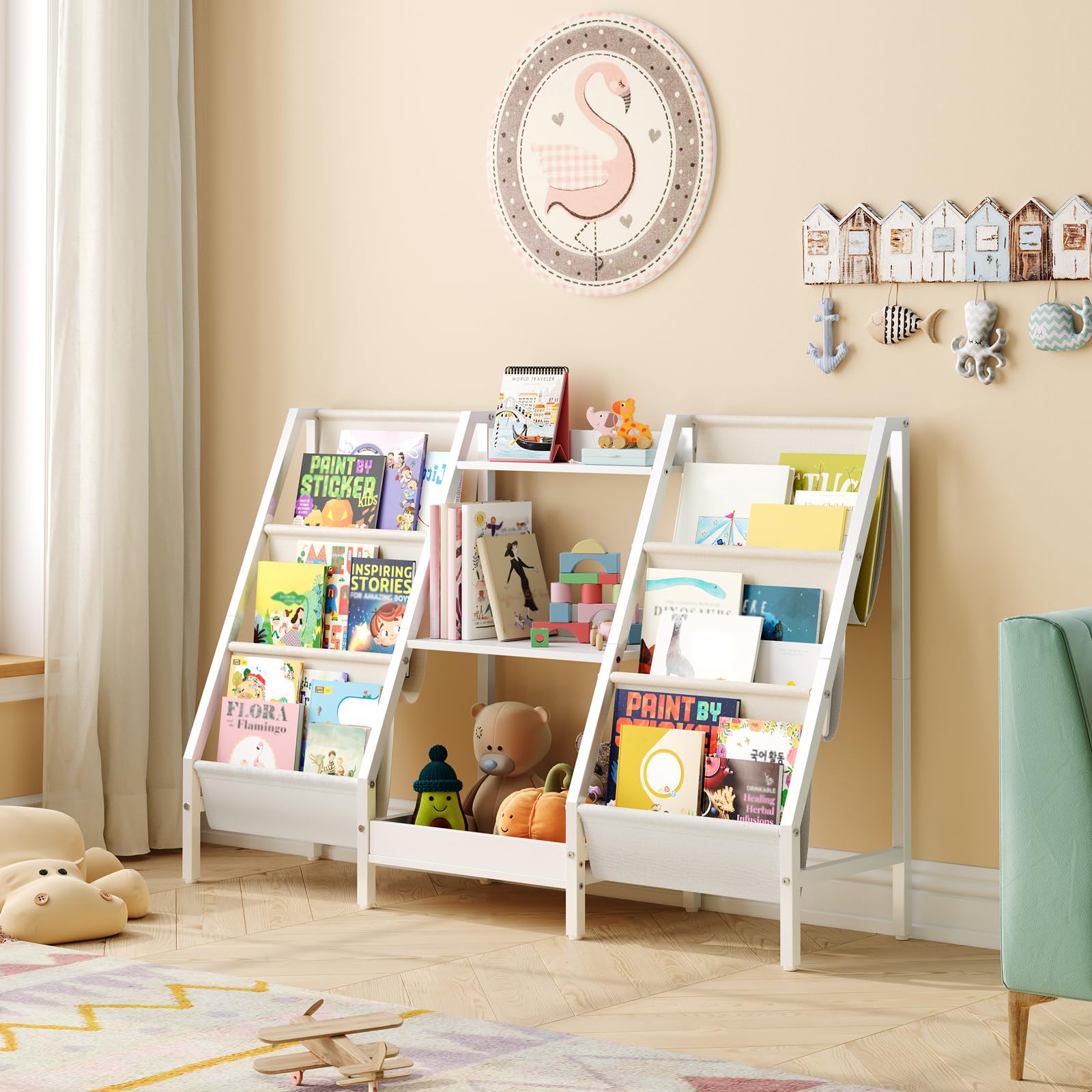 Kids Bookshelf and Toy Organizer, 3-Tier Bookshelf for Kids