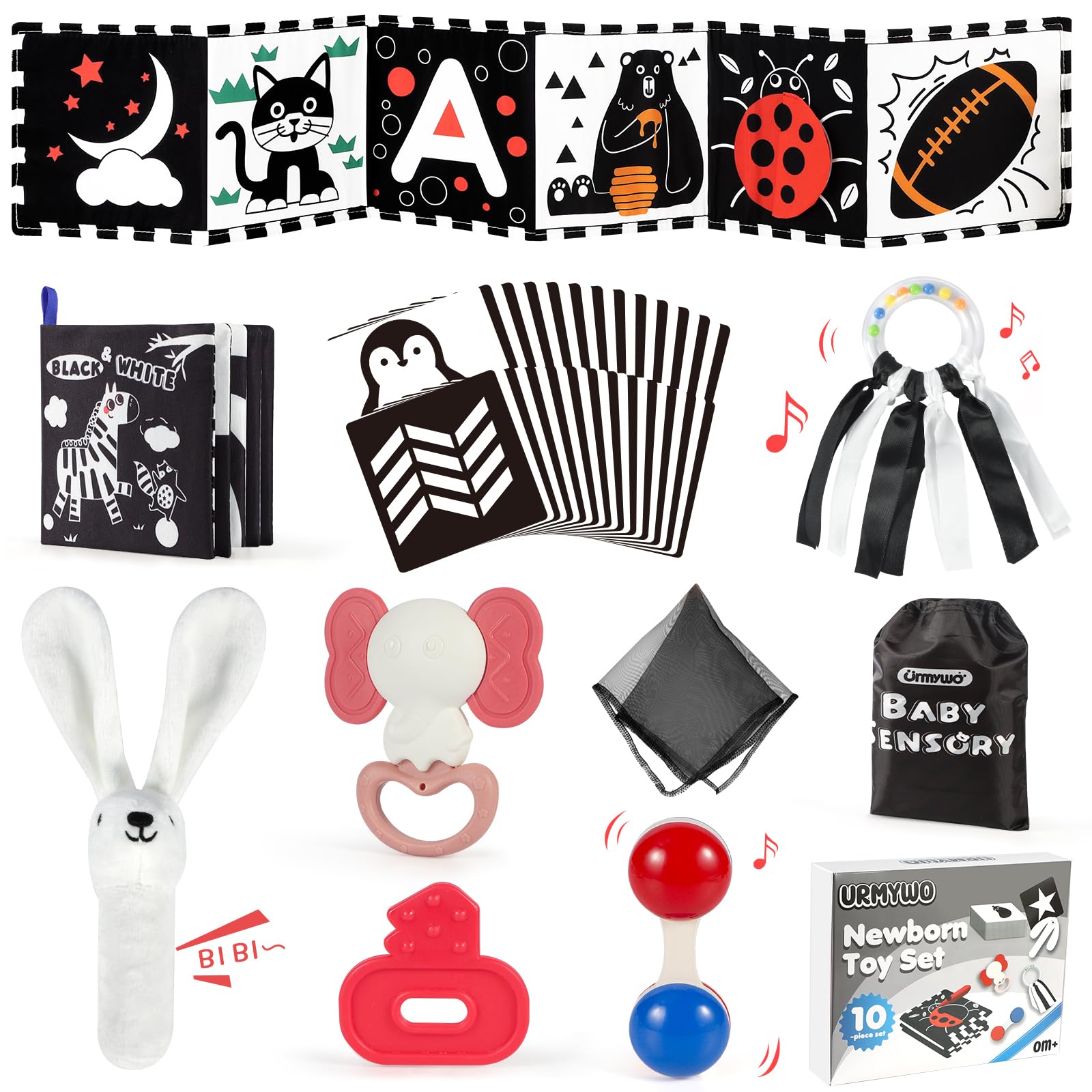 High Contrast Baby Toys for Newborn - Stimulating Visual black and White Toys for Infants