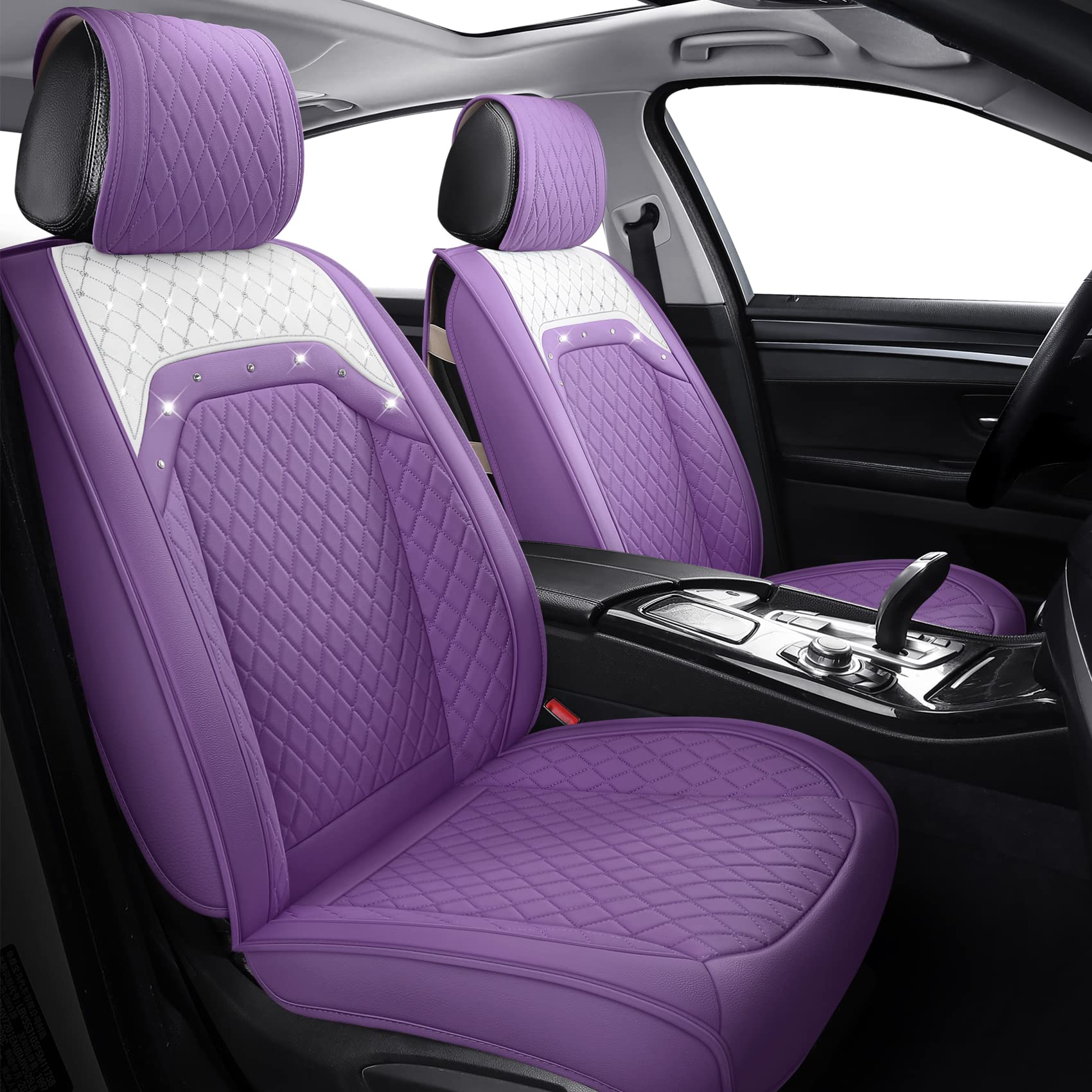 Diamond Bling Car Seat Covers for Women Waterproof Leather