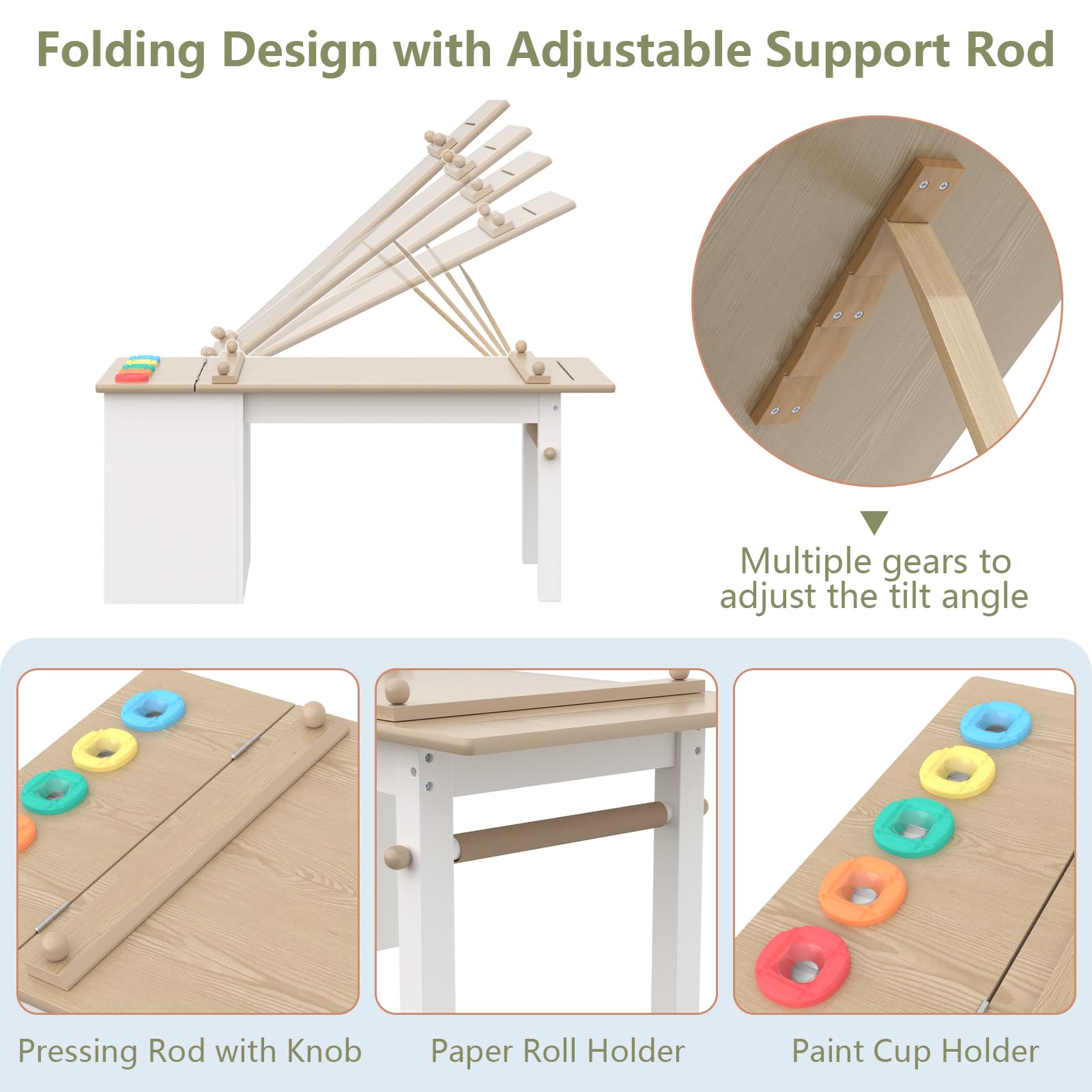 3-in-1 Kids Art Table and Chair Set with Storage