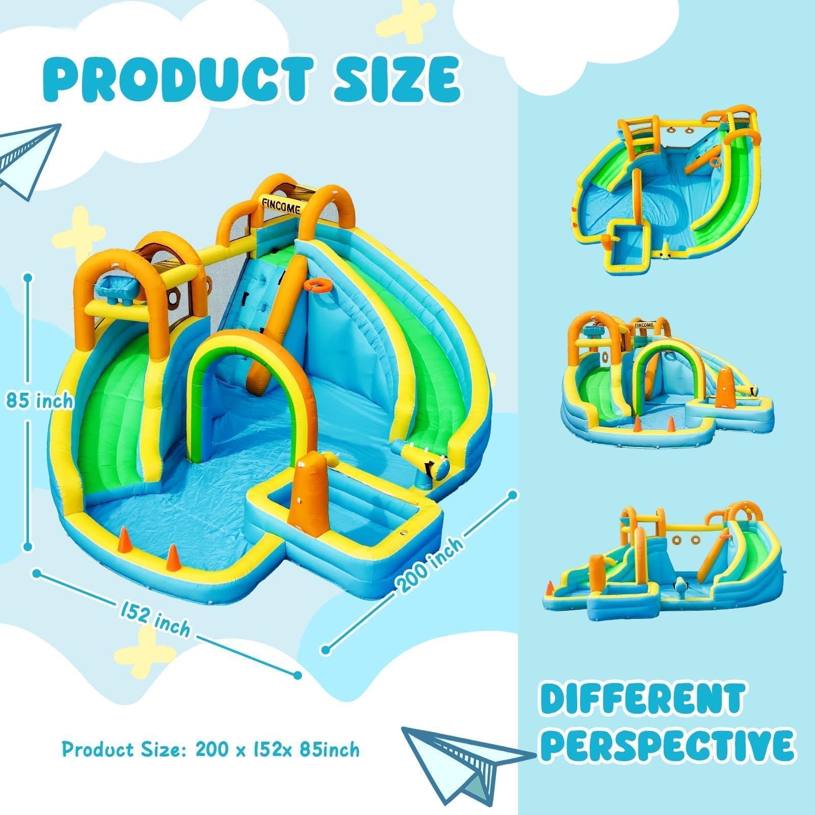 Inflatable Water Slide Bounce House with Dual Slides
