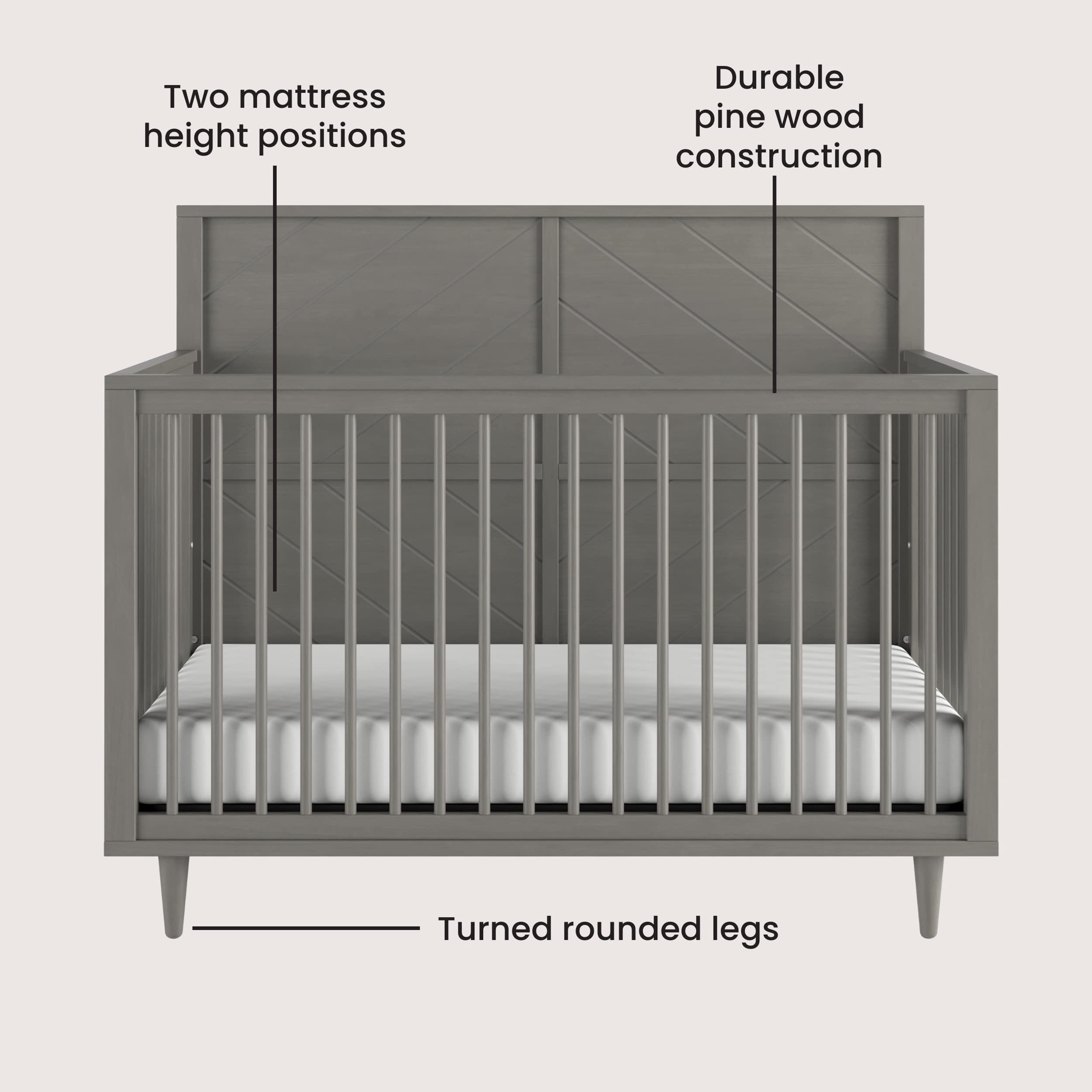 4-in-1 Convertible Crib with Adjustable Mattress Heights