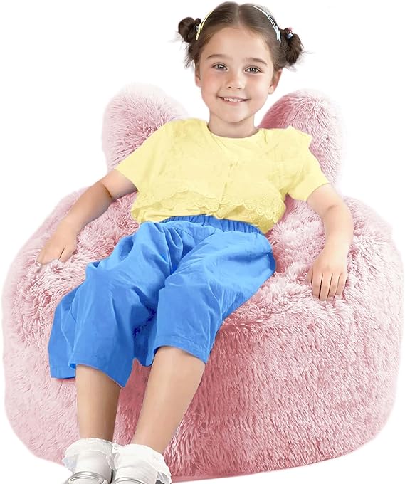 Bean Bag Chair for Teens & Kids with Plush Faux Fur Cover