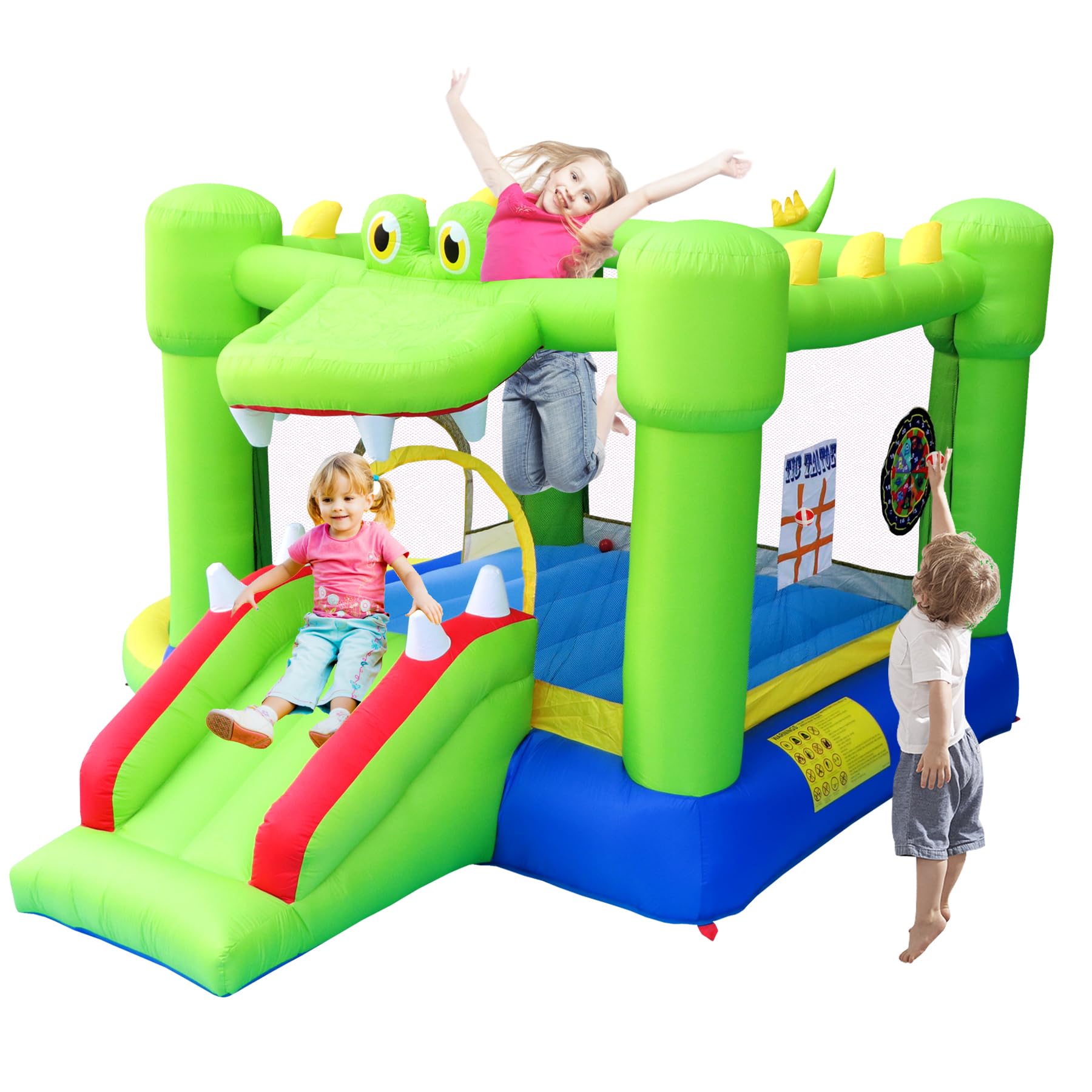 Inflatable Bounce House with Slide, Jumping Castle with Blower and Ball Pit House