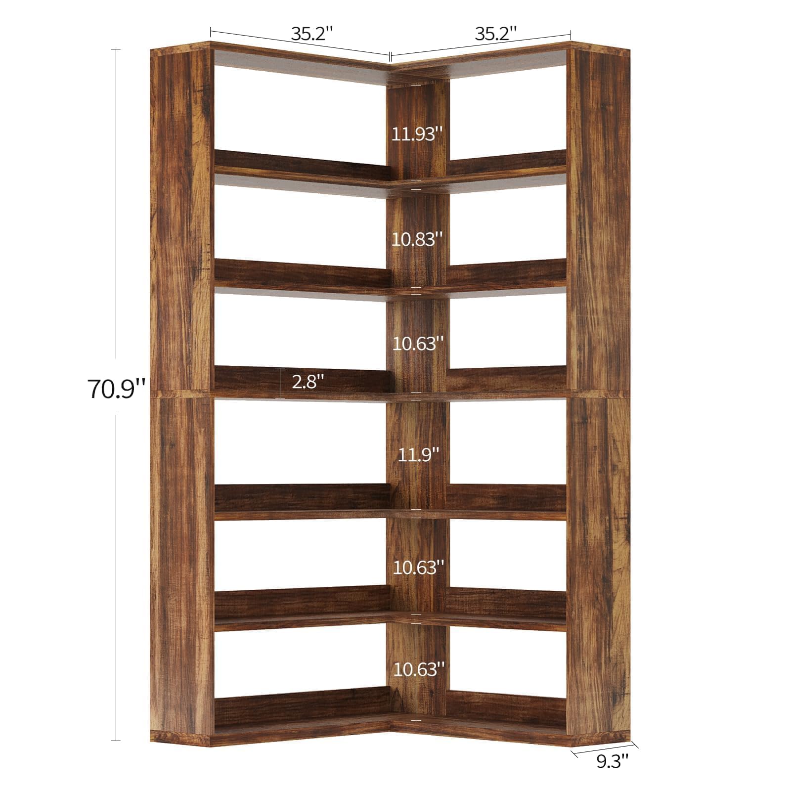 6-Tier Corner Bookshelf with LED Lights