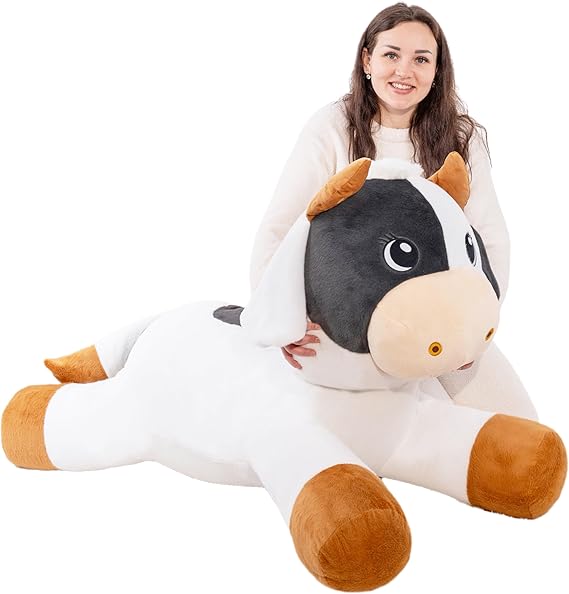 24" 4.4 Pounds Weighted Cow Stuffed Animal, Big Stuffed Animals