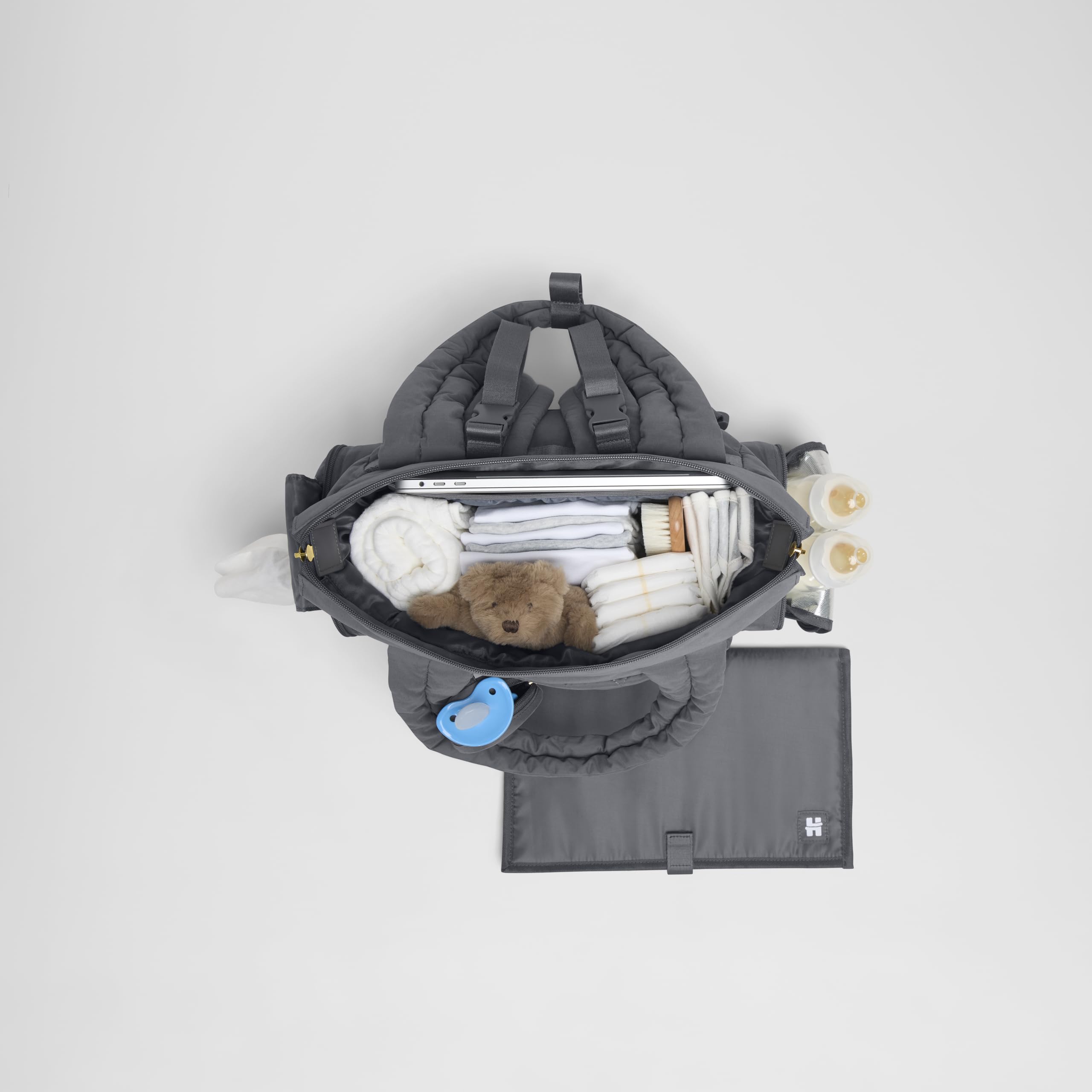 Cozy Hugpack Tote Diaper Bag, Black Quilted
