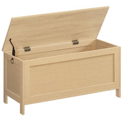 Storage Bench with Faux Rattan Decoration