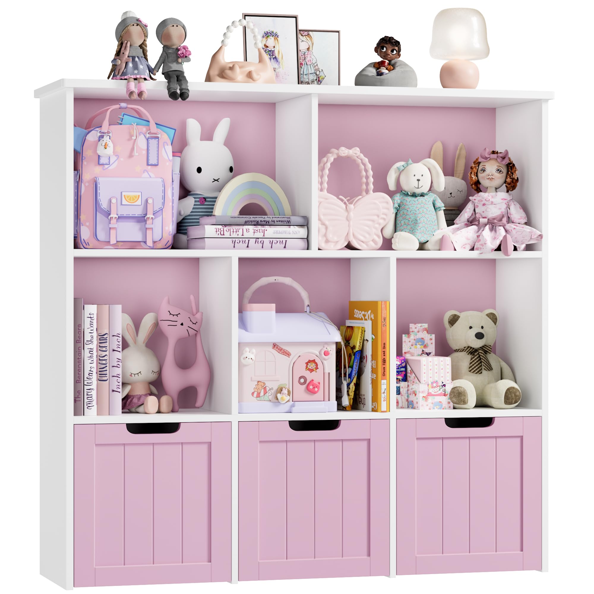 Toy Storage Cabinet with Drawers and Cubbies