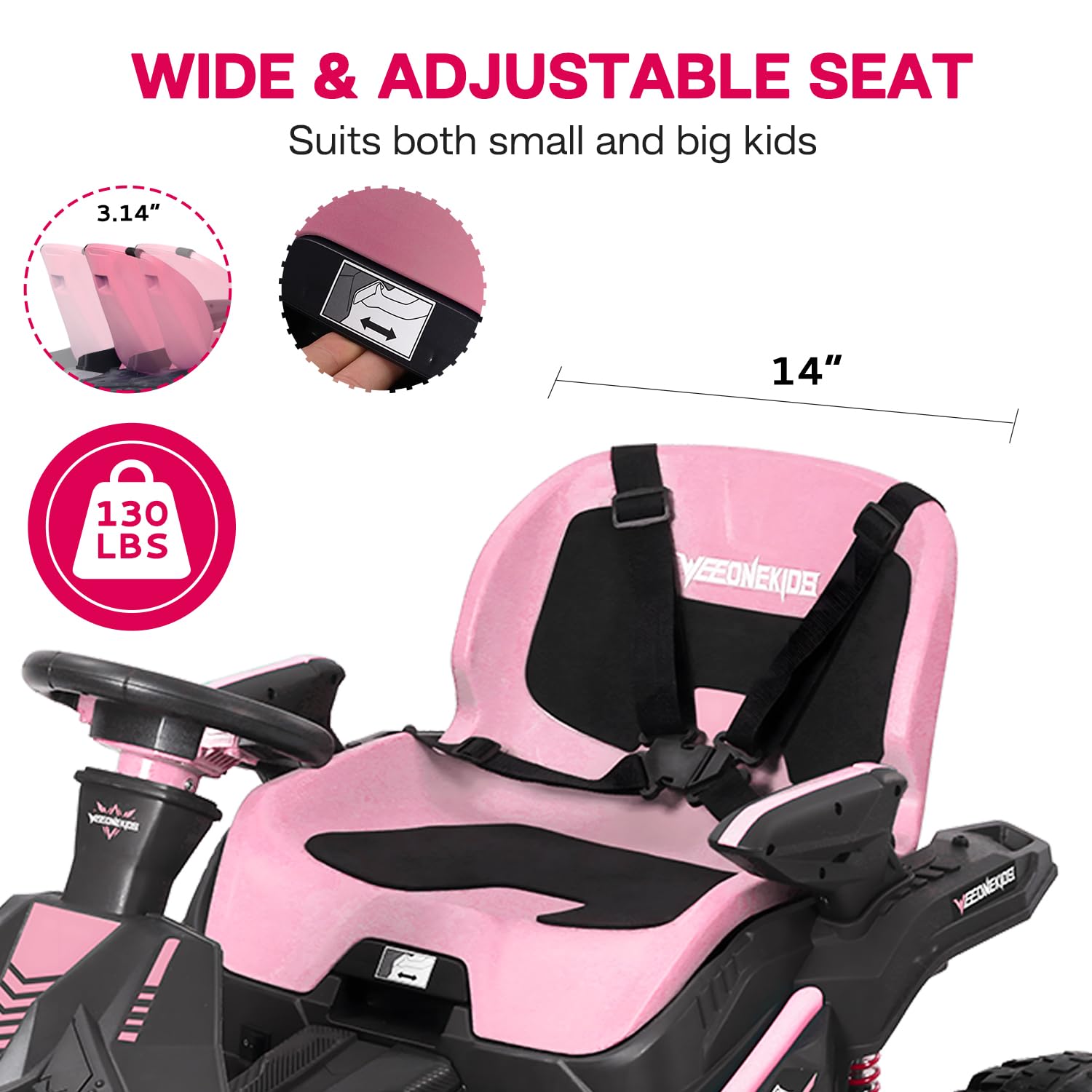 24V Ride on Toy for Big Kids, Kids' Electric Vehicles Outdoor Race Toy with 4 Strong Motors Total 300W Bluetooth Speaker and 24V 7AH Big Battery, Adjustable Seat, Electric Cars for Children 3-12