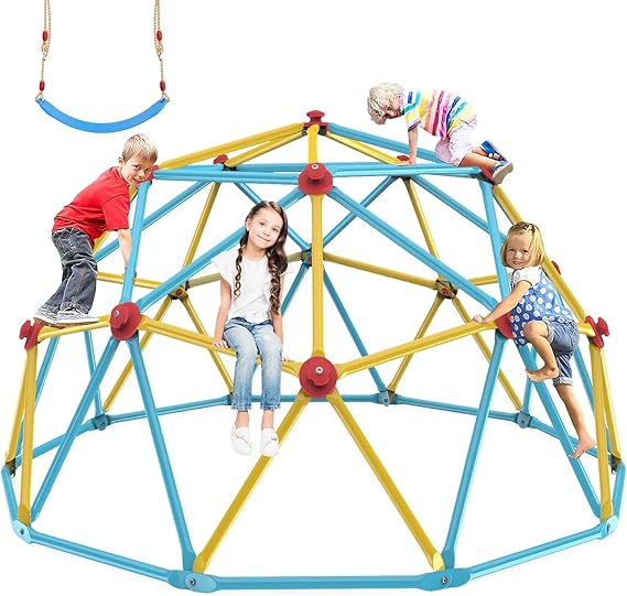 Climbing Dome, 10FT Jungle Gym with Swing for Kids 3 to 10 Outdoor Play Equipment