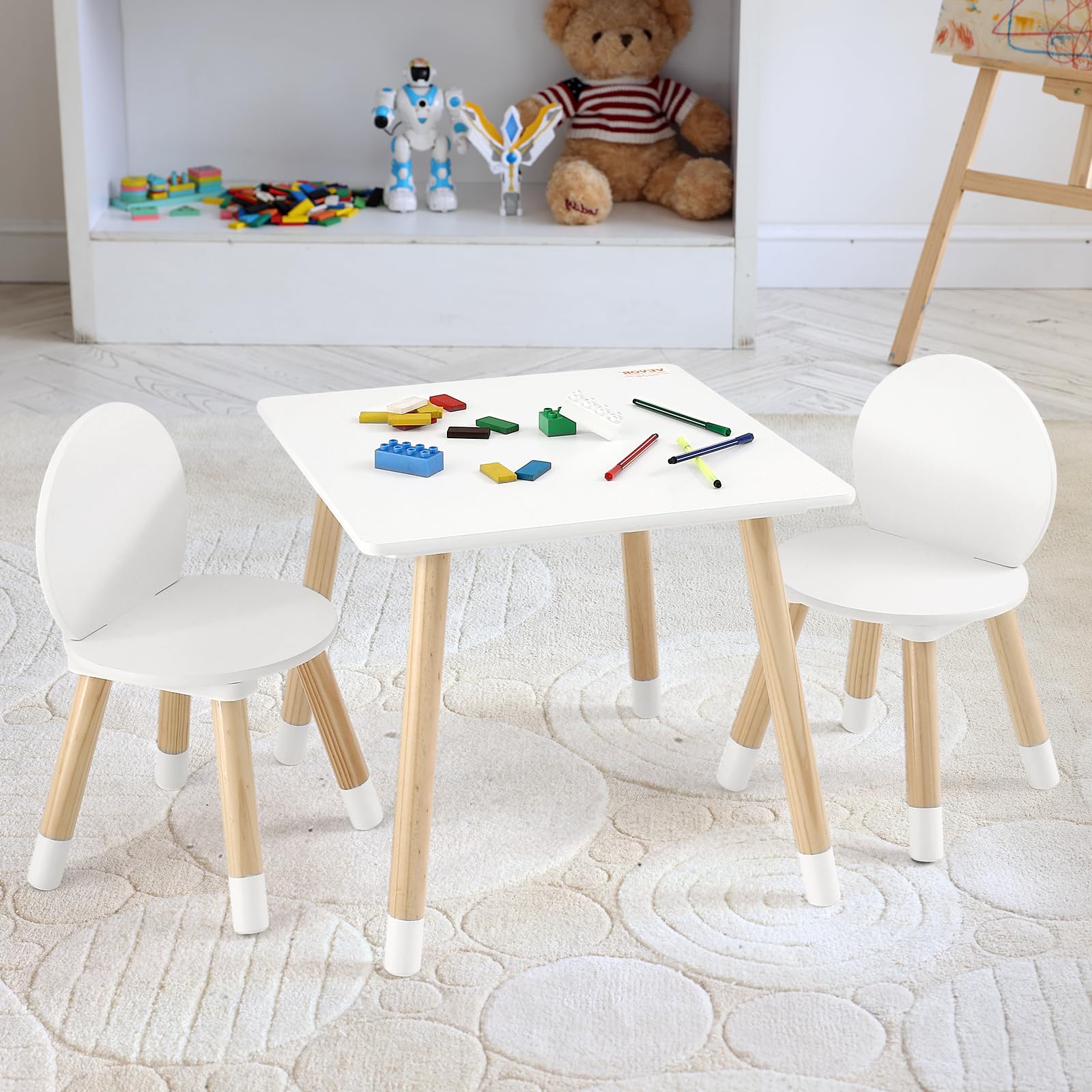 Kids Table and Chairs, Toddler Table and Chair Set, Children Wooden