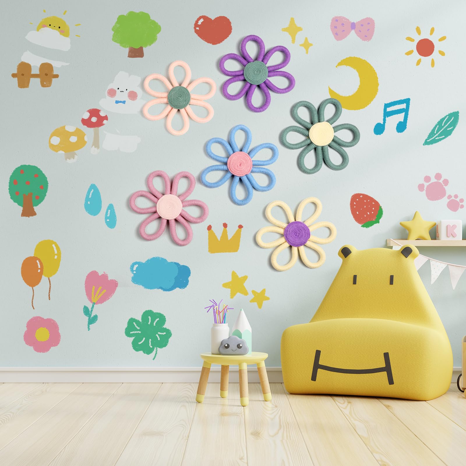 Boho Daisy Wall Decor Set for Nursery