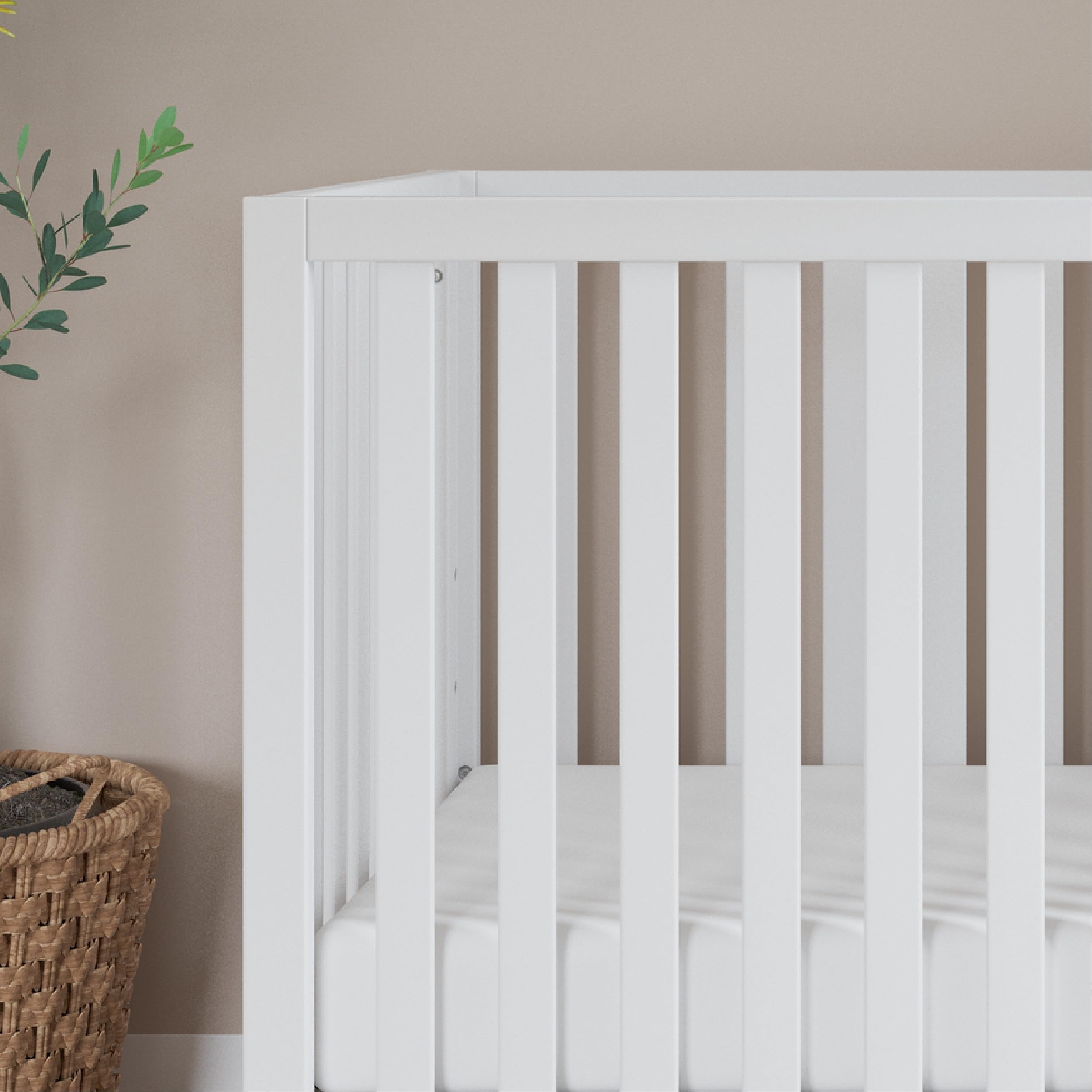3-Drawer Dresser, Chest, Nightstand, 4-Piece Nursery Set (White/Natural)