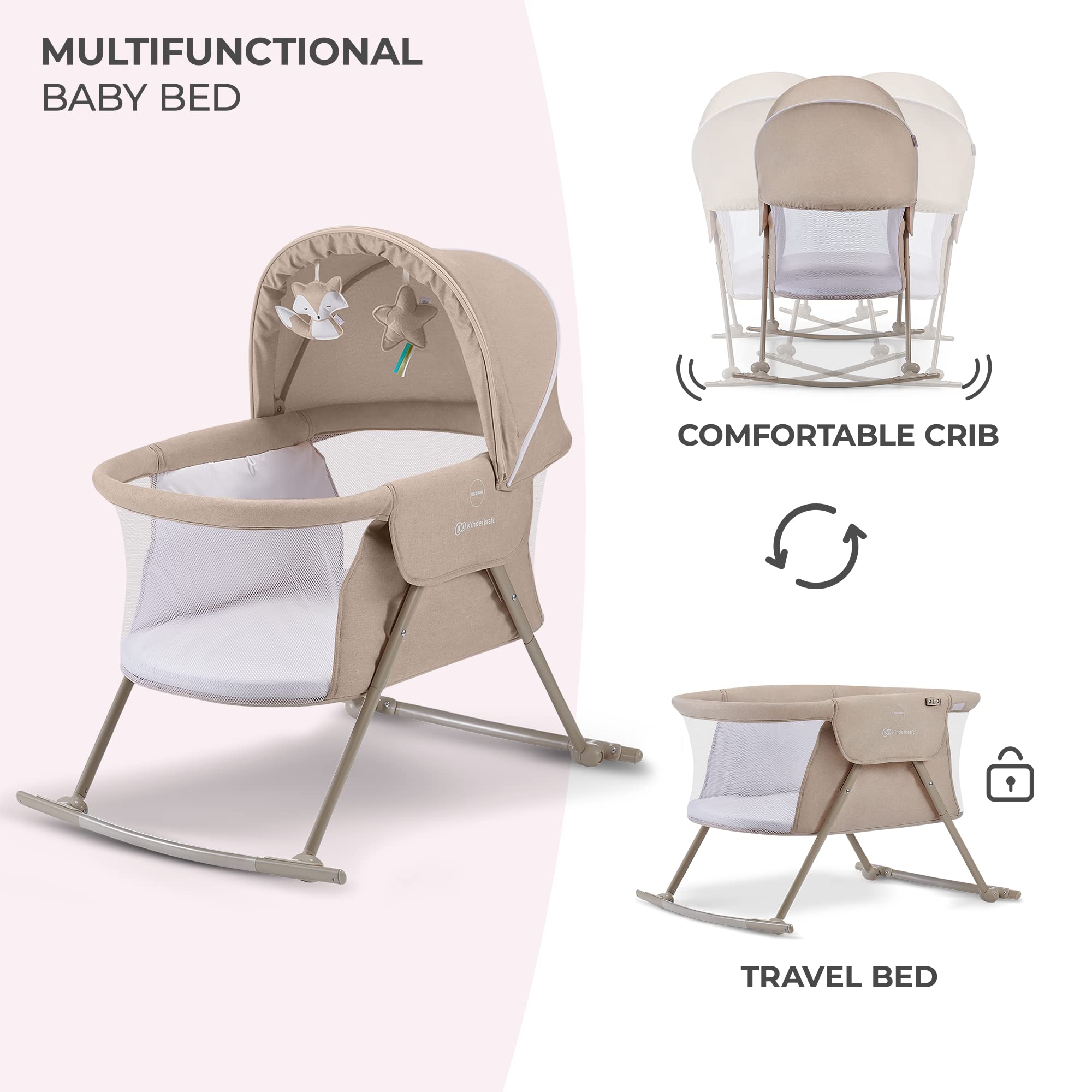 Portable Travel Bassinet with Mosquito Net and Adjustable Hood