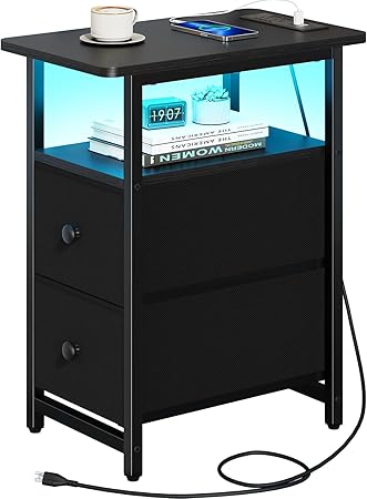 End Table with Charging Station, Narrow Side Tableside