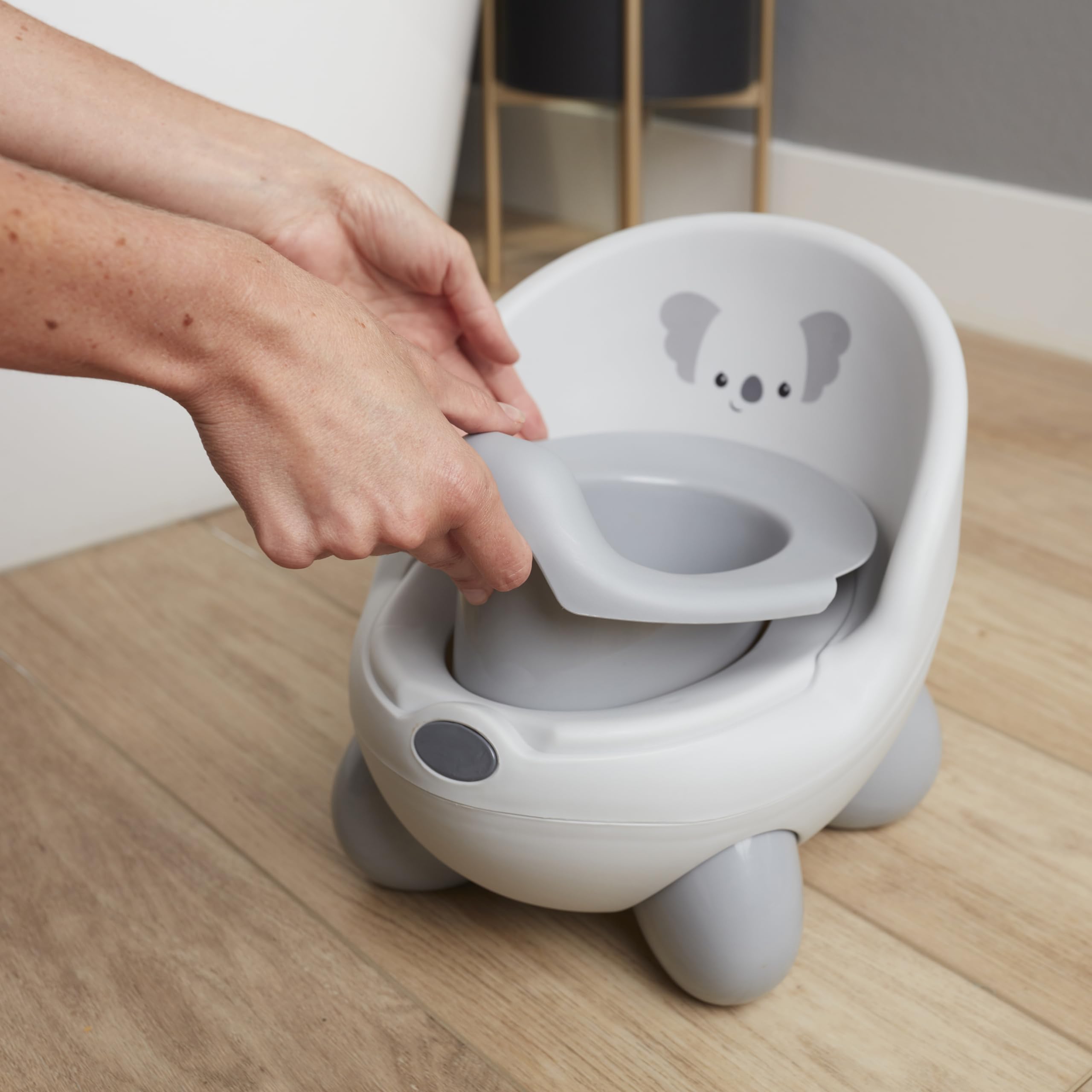 Infantino Potty Pals Potty Seat - Potty Training Toilet, Removable Bowl with Splashguard, Slip Resistant Feet, Gray Koala