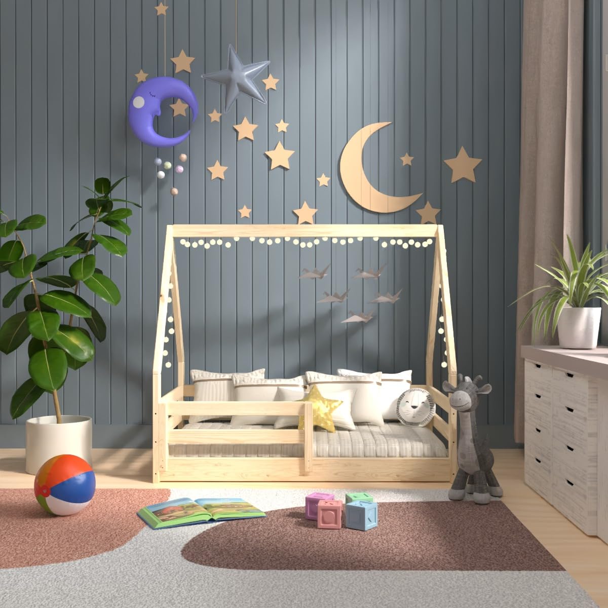 Toddler Size Floor Bed, Montessori House Bed Frame for Kids
