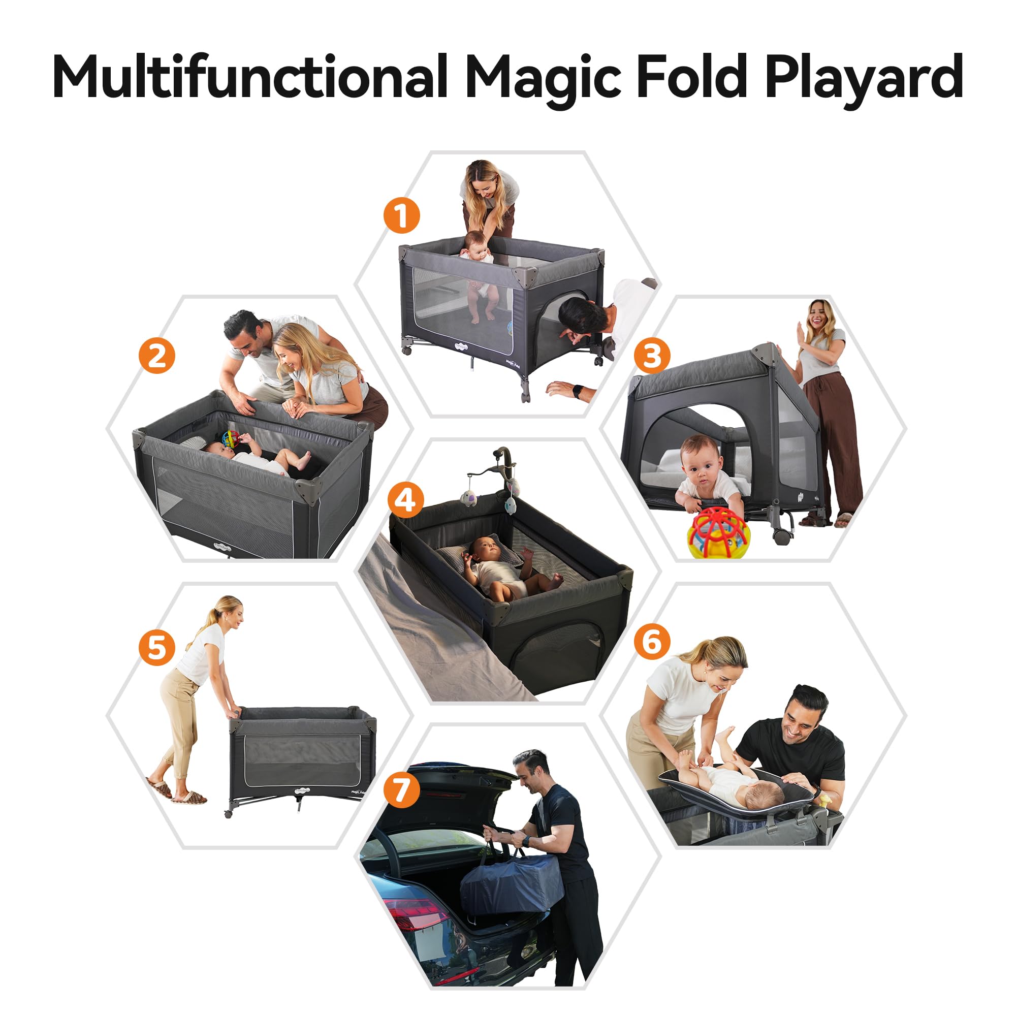 3-in-1 Baby Playard with Changing Table and Bassinet