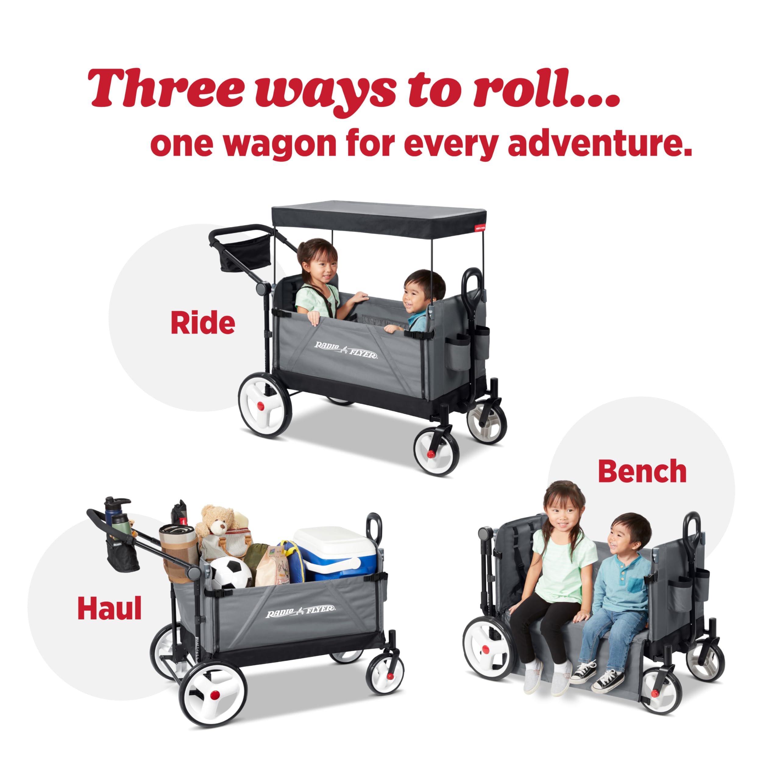 3-in-1 Convertible Stroller Wagon with UV Canopy