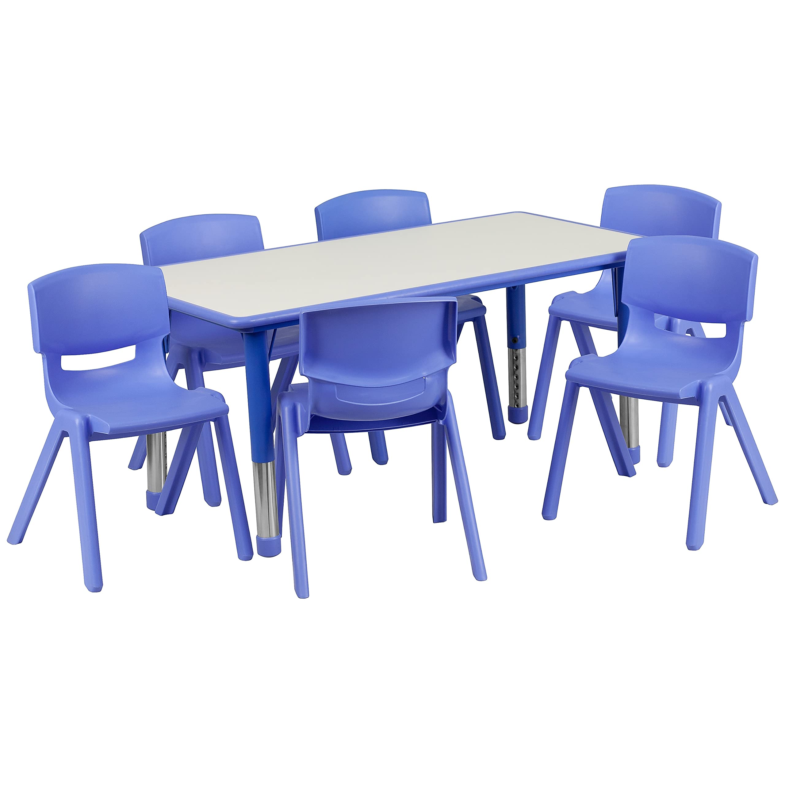 Adjustable Classroom Activity Table Set with 6 Stackable Chairs
