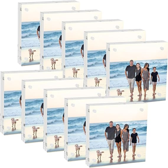 10 Pack 5x7 Acrylic Picture Frames, Clear Double Sided Magnetic Frameless Frames