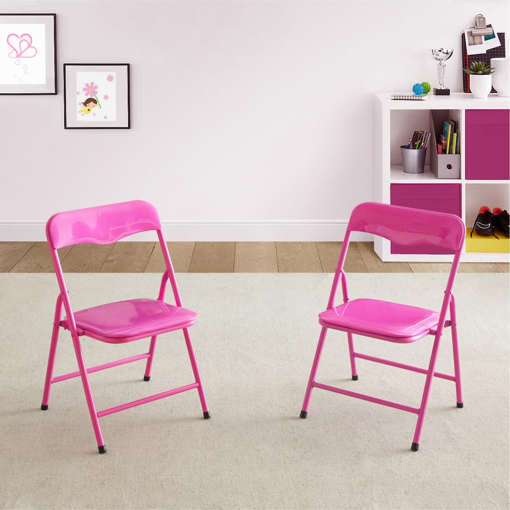 Kids Padded Folding Chairs Set of 2 Pink