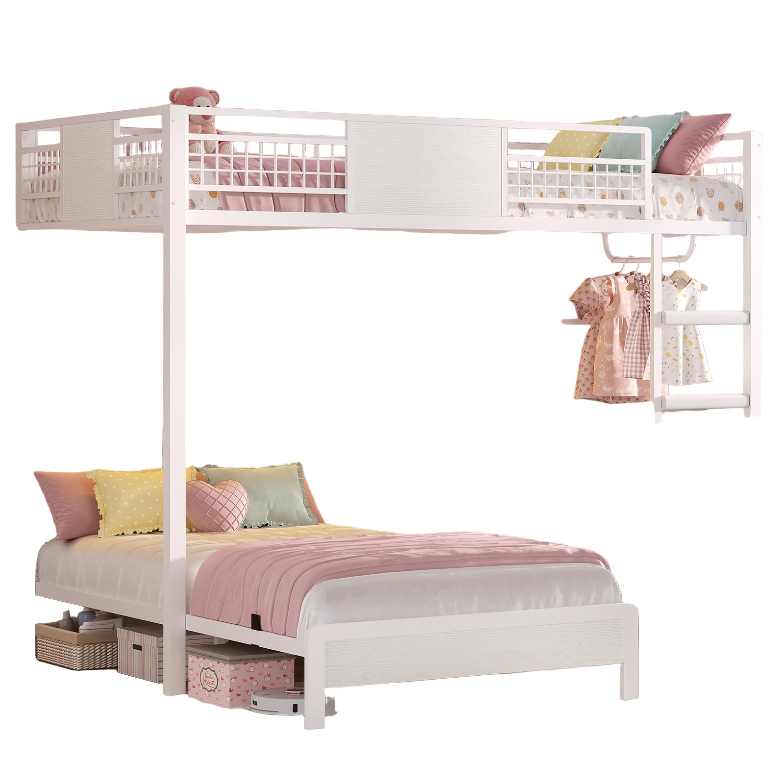 Bunk Bed Twin Over Twin Size with 8 Storage Drawers