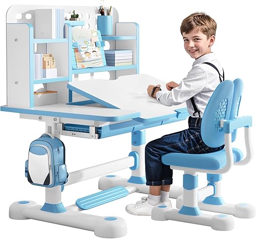 Table and Chair Set, Adjustable Art Desk Girls Desk for Bedroom