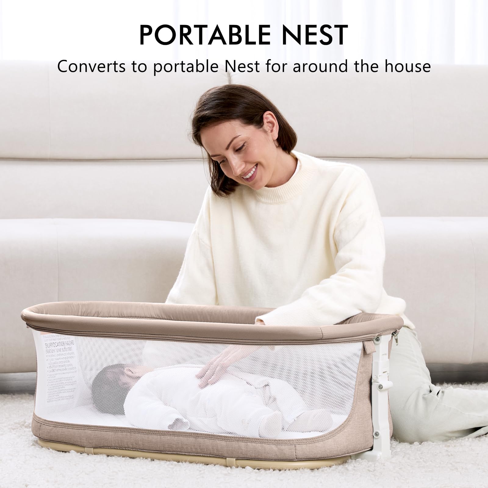 3-in-1 Baby Bassinet Bedside Sleeper with Rocking Motion