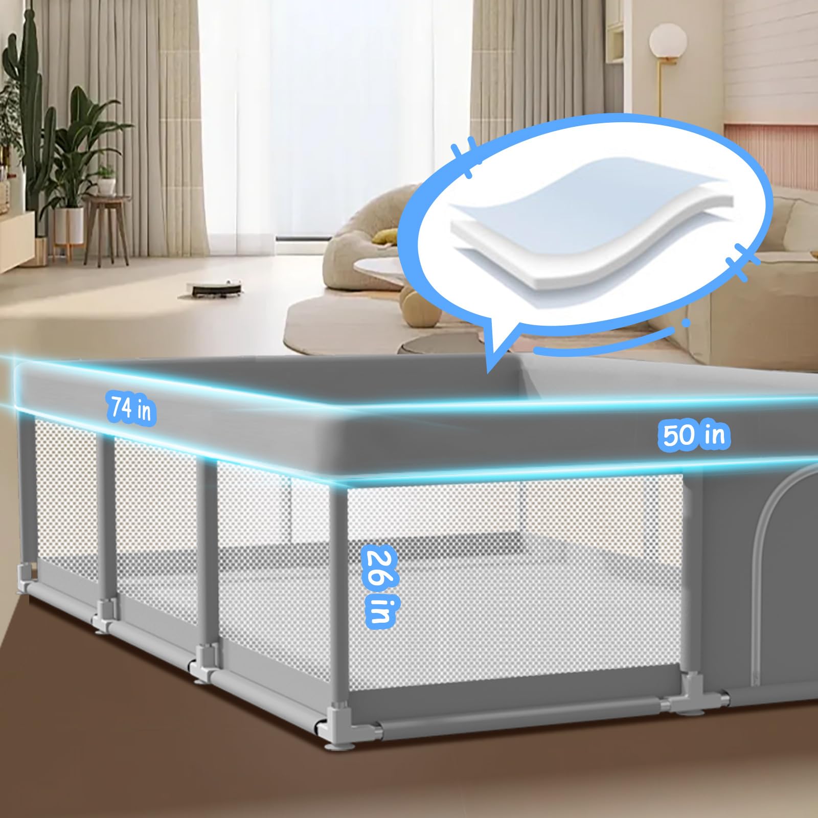 Extra Large Baby Playpen with Safety Gate
