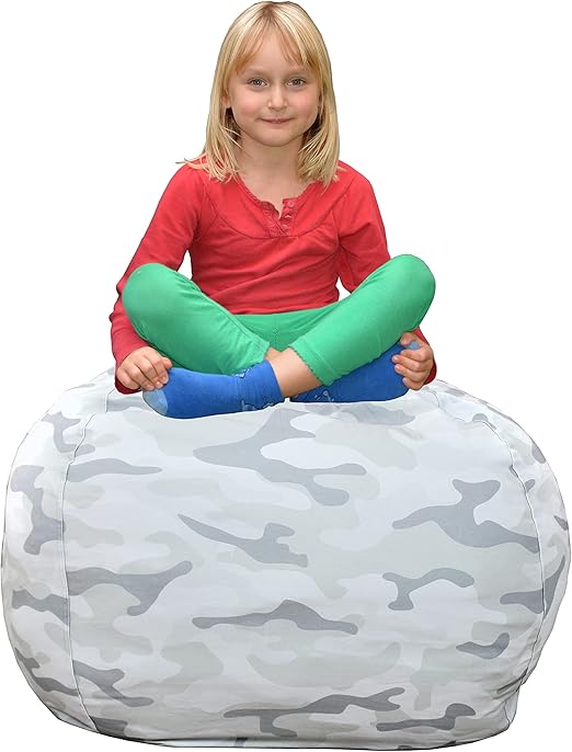 Bean Bag Chair for Kids - Stuffed Animal Toy Storage Cover with zipper