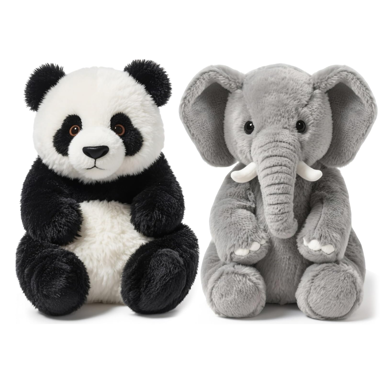 Gray Elephant Plush, 14 Inch - Soft Stuffed Animal, Plushie for Home Decor