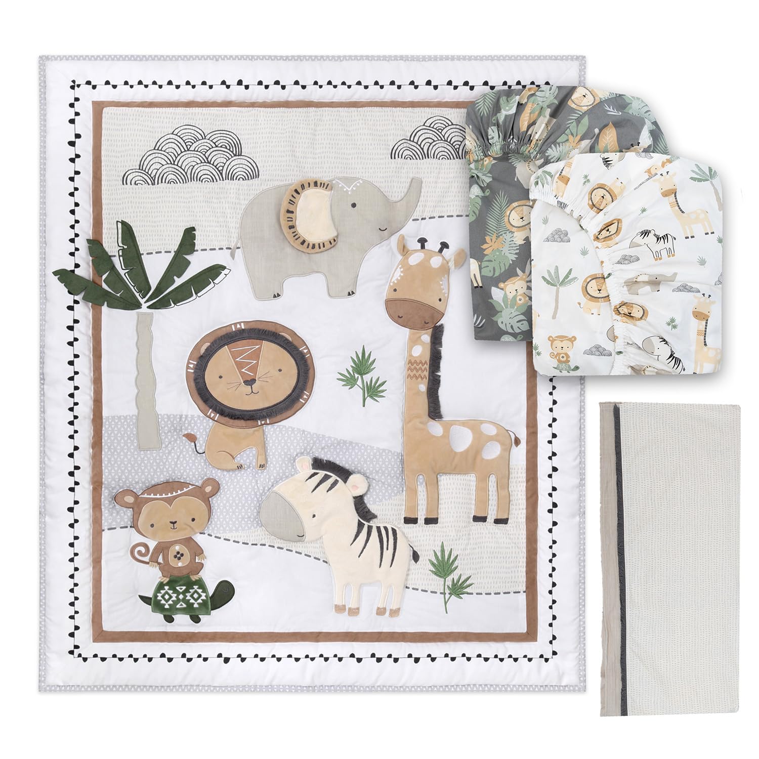4 Piece Organic Cotton Baby Crib Bedding Set for Boys & Girls - Newborn