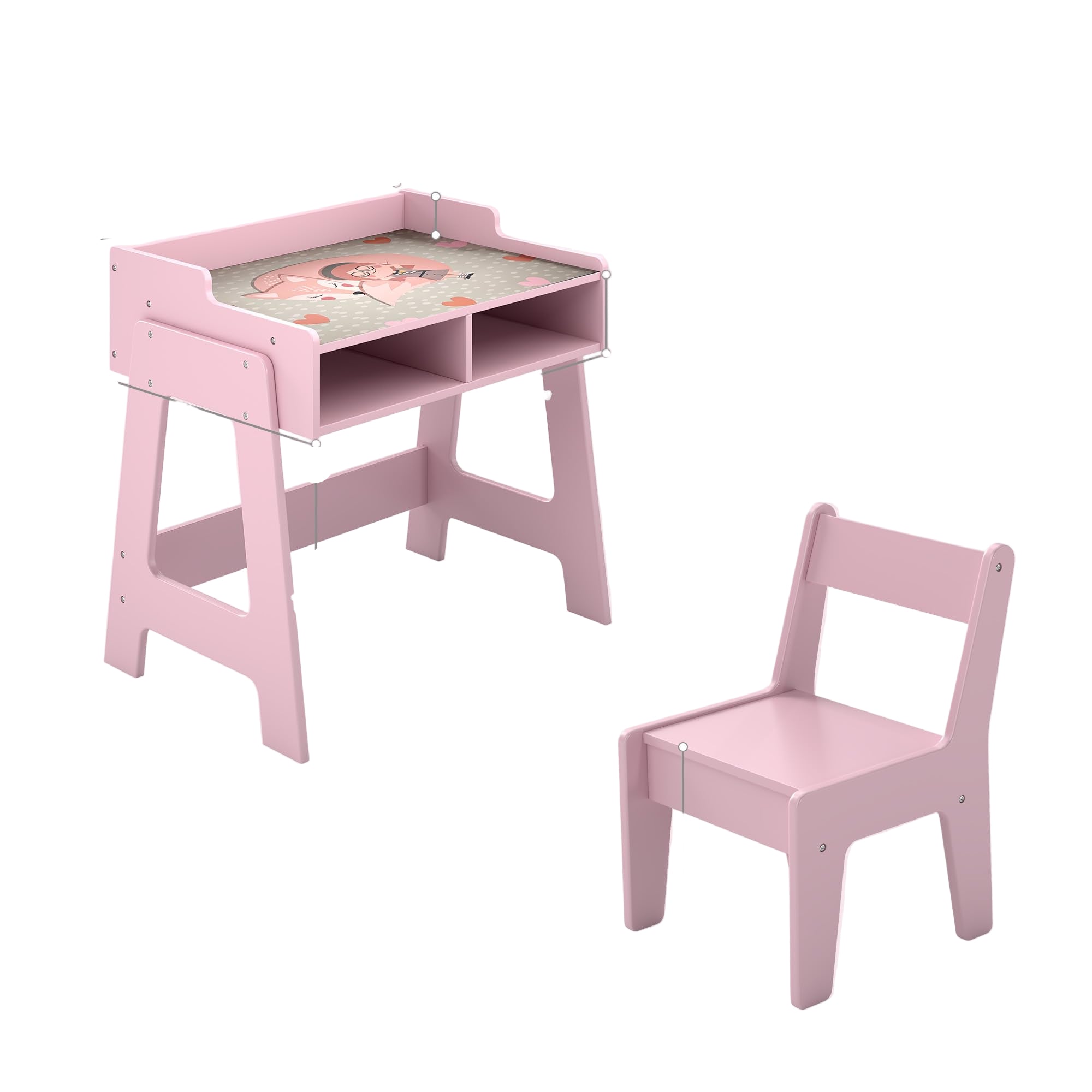Toddler Table and Chair Set, Wooden Kids Desk and Chair Set