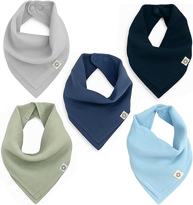 Indi Bandana Bibs for Boys & Girls, Fairtrade Certified, 4-Way Reversible Baby Drool Bibs