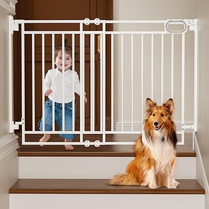 Gate for Stairs- No Bottom Bar, Adjustable Width 29.8” to