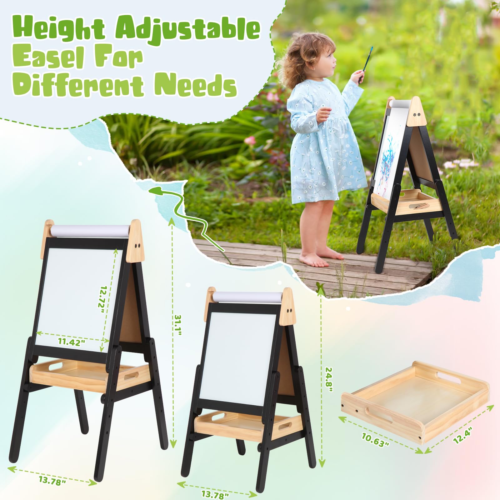 Double Sided Kids Art Easel with Adjustable Height