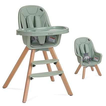 2 in 1 Convertible Baby High Chair in Black, Easy to Clean