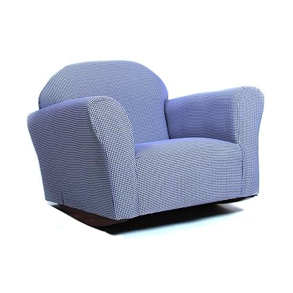 Gingham Rocking Chair for Kids – Soft Microsuede Upholstery