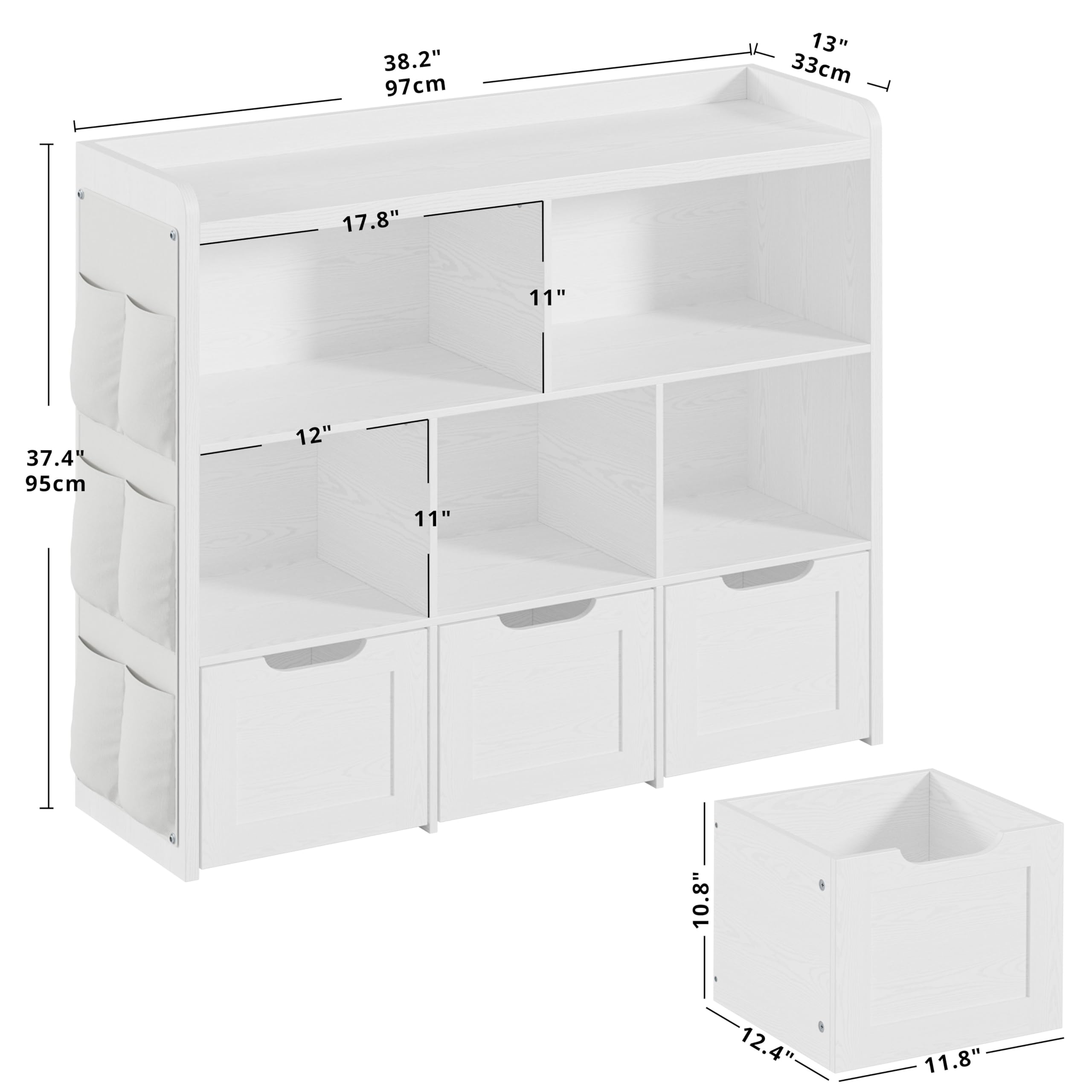 Toy Storage Organizer with Drawers and Cubbies