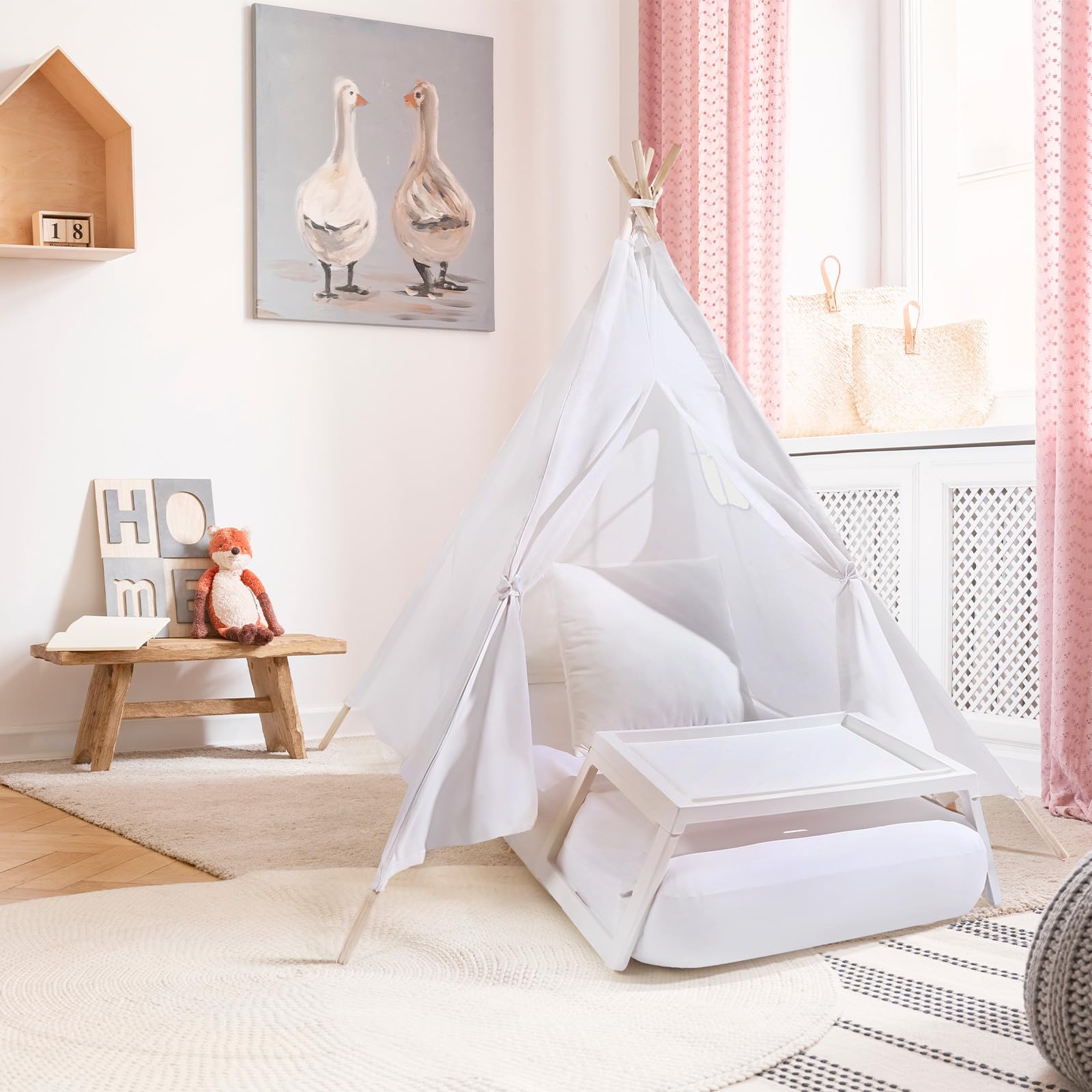 6 Sets Kids Teepee Tent with Inflatable Airbed, Bed